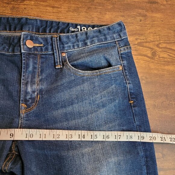 GAP 1969 Jeans Womens 31 R Wide Leg Flare Mid Rise Medium Dark Wash Stretch - Picture 6 of 10